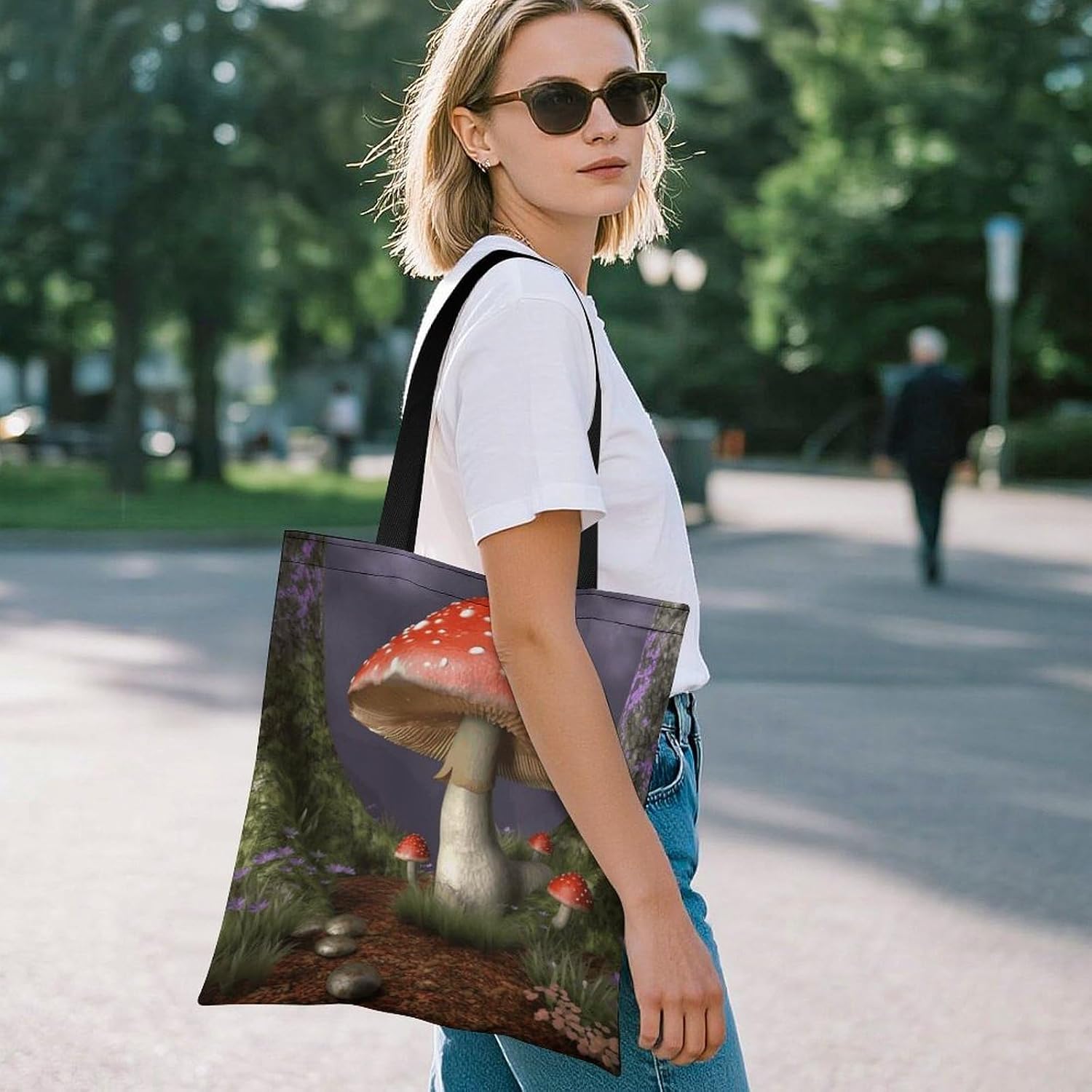Cute Aesthetic Canvas Tote Bag for Women Lady Reusable Grocery Bag image 2