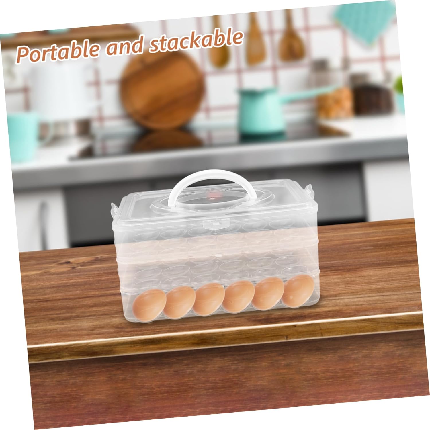 Holder with Lid for Eggs Stackable Trays for Fridge for Kitchen Use Holidays and Parties Design