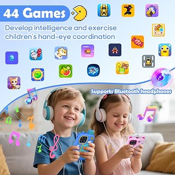 Kids Phone for Boy, Dinosaur Phone Toys for 3-10 Year Old Boys, Kids Mobile Phone Toy with Dual Cameras, 2.8 Inch Touchscreen, Music Player, Games, 32 GB Card and Bag (Blue)
