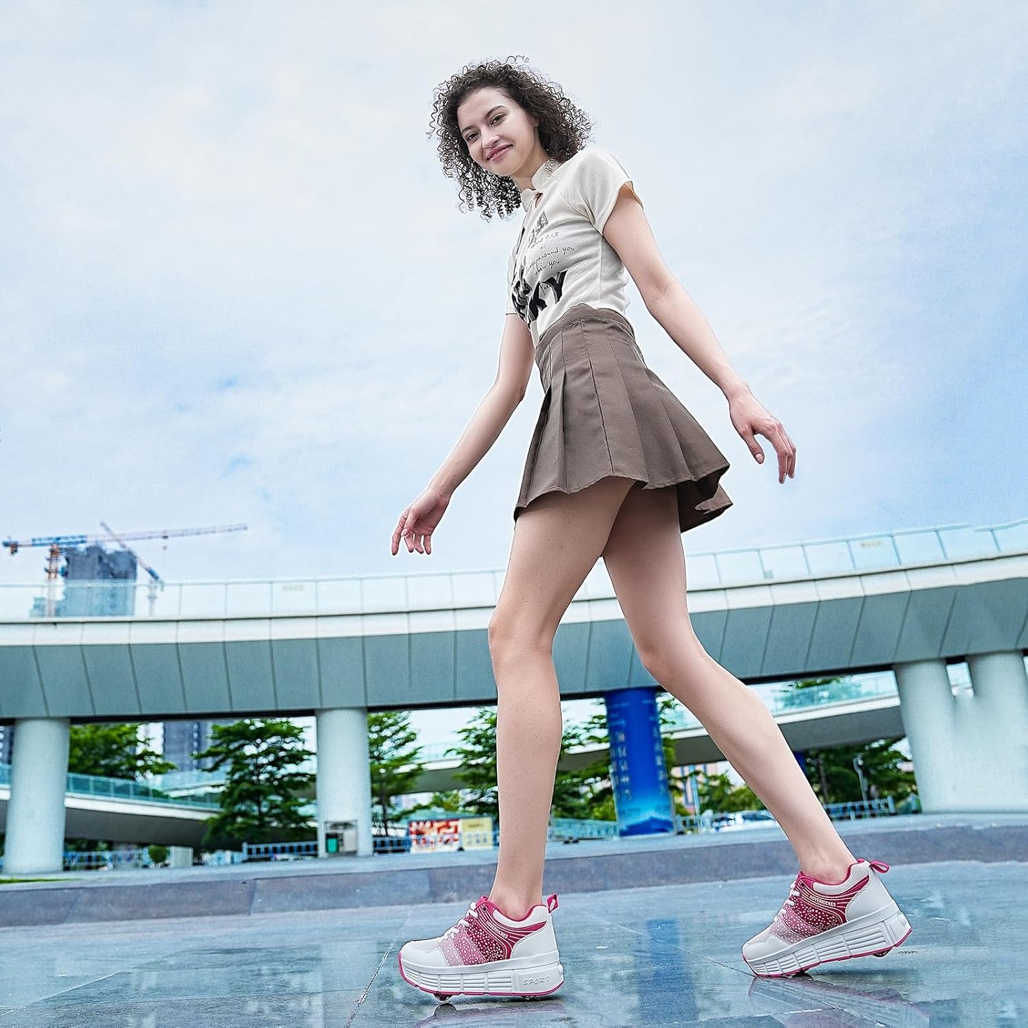 Kids Roller Skate Shoes with Wheels Roller Sneakers for Boys Girls Kids Deformation Wheeled Shoes