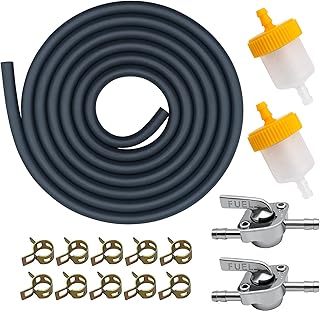 Strongthium 3/16 Fuel Line Hose Kit for Scooters ATVs Dirt Bikes Mini Bikes & Go-Karts with 3/16 Gas Clamps Valve & Filters 6.6 FT