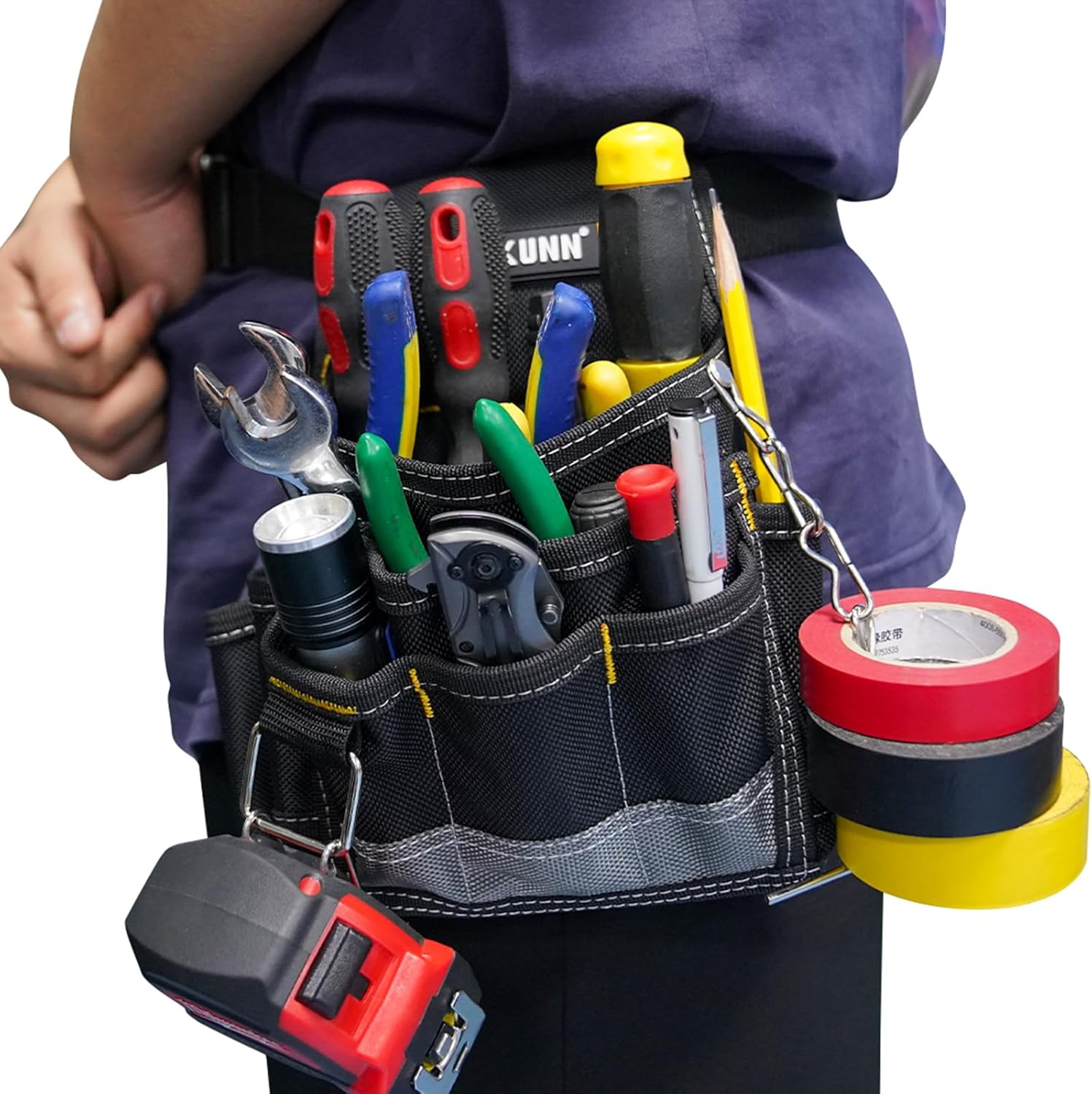 KUNN Electrician Tool Pouch Red & Grey