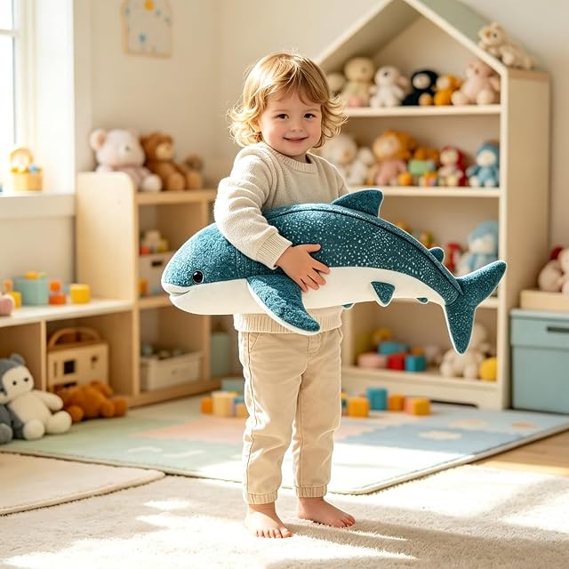 Foto 2 de 6 de lilizzhoumax Peluche de Tiburón Ballena, 82 cm, Pez Realista Suave con Forma Detallada