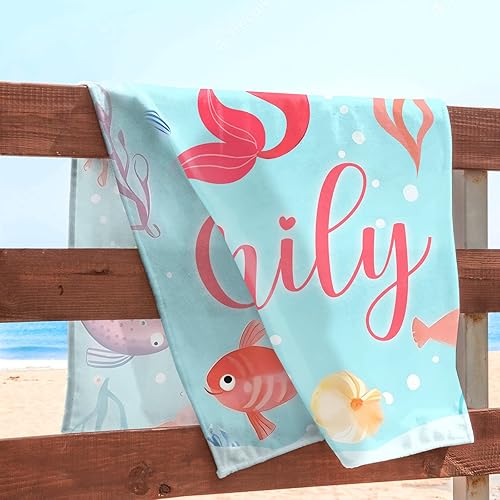 Miniatura 7 de NIBESSER Toallas de playa personalizadas con nombres para niños y adultos, microfibra de secado rápido, toalla de playa de viaje personalizada sin
