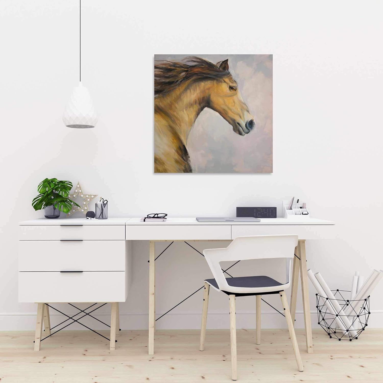 BEGIN DECO MAISON - HOME DECOR Running Horse Wrapped Canvas, 24x24, Multicolor