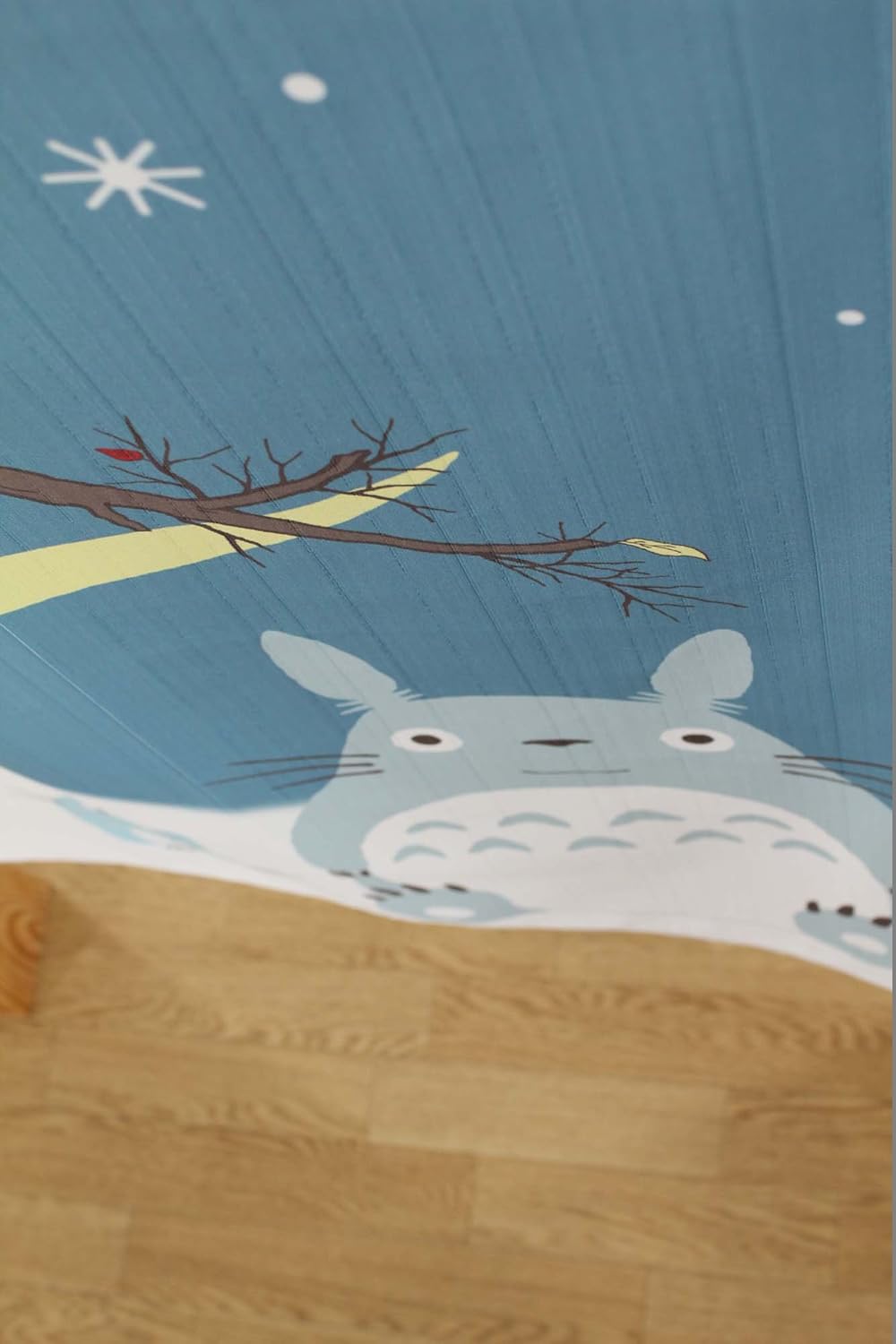 Totoro Noren Curtain Tapestry Winter Sky and Crescent Moon