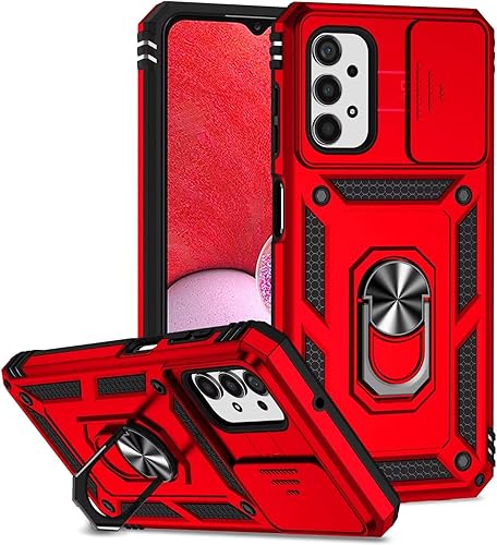 Miniatura 10 de Funda para Galaxy A32 4G, protección de soporte de automóvil de grado militar soporte integrado Soporte de anillo de metal de doble capa TPU