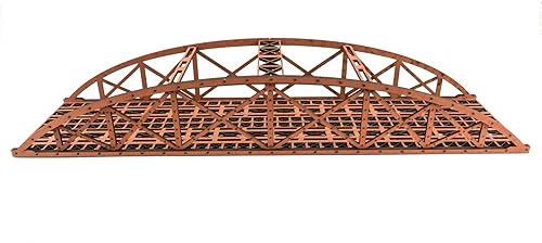 Miniatura 4 de War World Scenics Puente de cuerda de arco rojo de alto detalle de doble vía 22.047 in - Diorama ferroviario modelo OO/HO