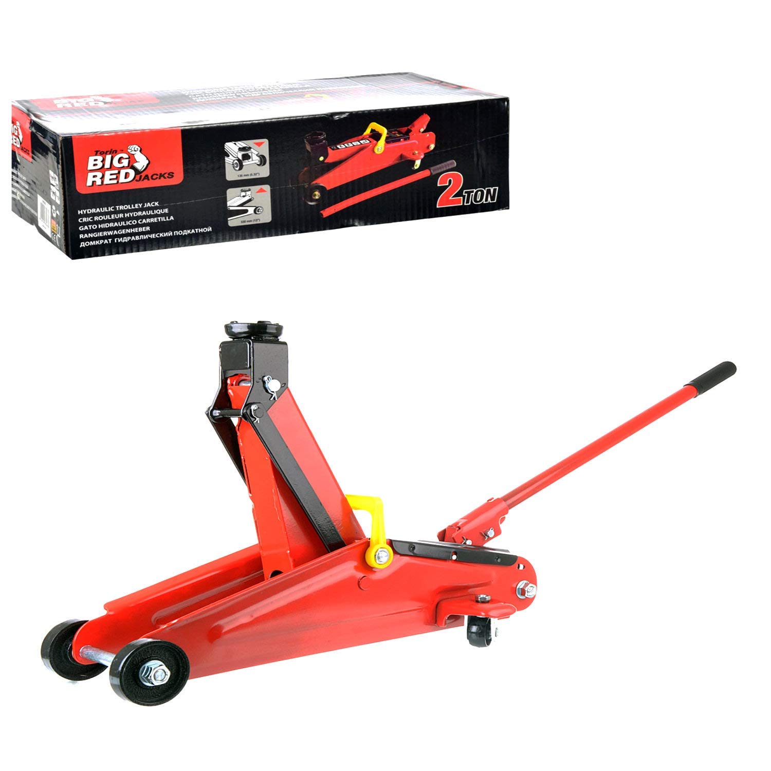 Set Cric Idraulico A Carrello 2T (2000 Kg) + 2 Cavalletti Da 3T (3000 Kg) Per Auto - Sollevamento Sicuro Per Manutenzione Veicoli