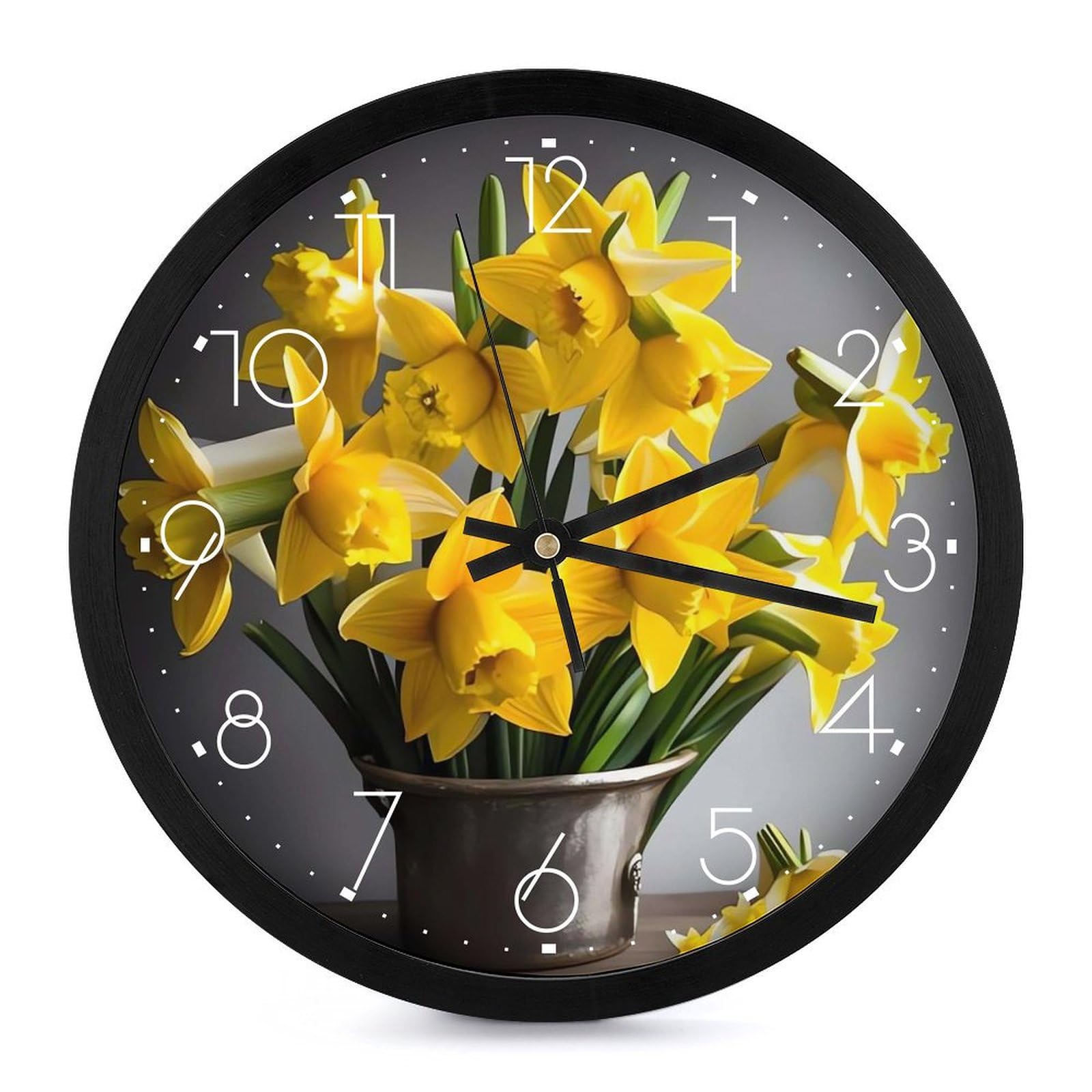 Horloge murale moderne jonquilles silencieuse pour salon