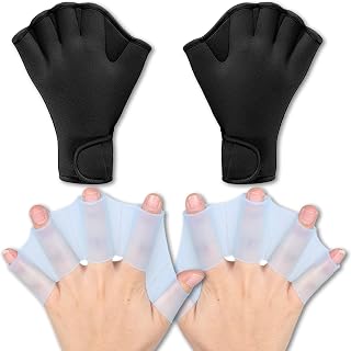 2 Pairs Swimming Gloves, Swimming Webbed Gloves, Swim Paddles Aquatic Fitness Water Resistance Gloves Webbed Gloves for Swimming Training Water Exercise Equipment Surfing Snorkeling Diving