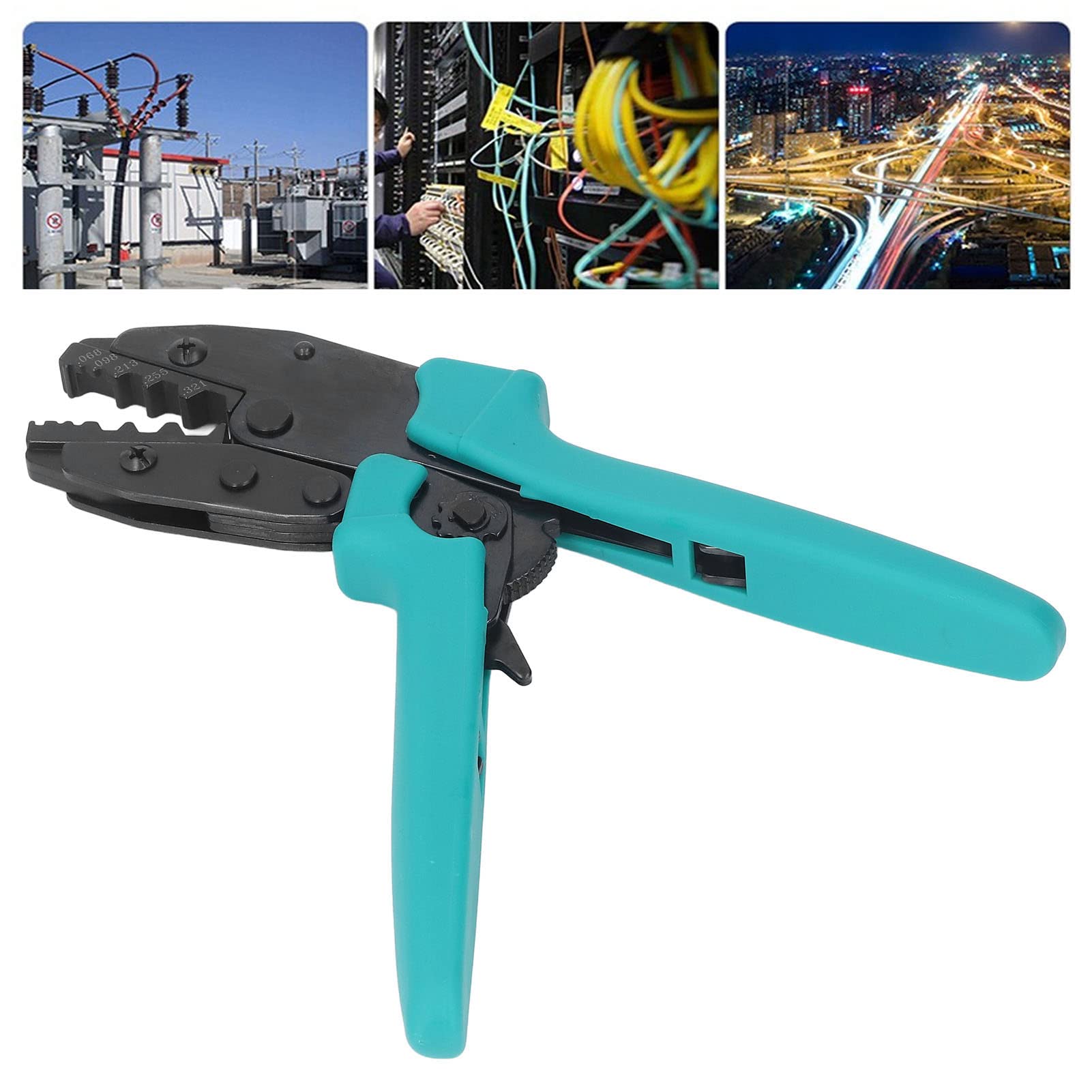 Pinza a crimpare industriale per connettore terminale a cricchetto Tyenaza. Strumento per crimpare cavi