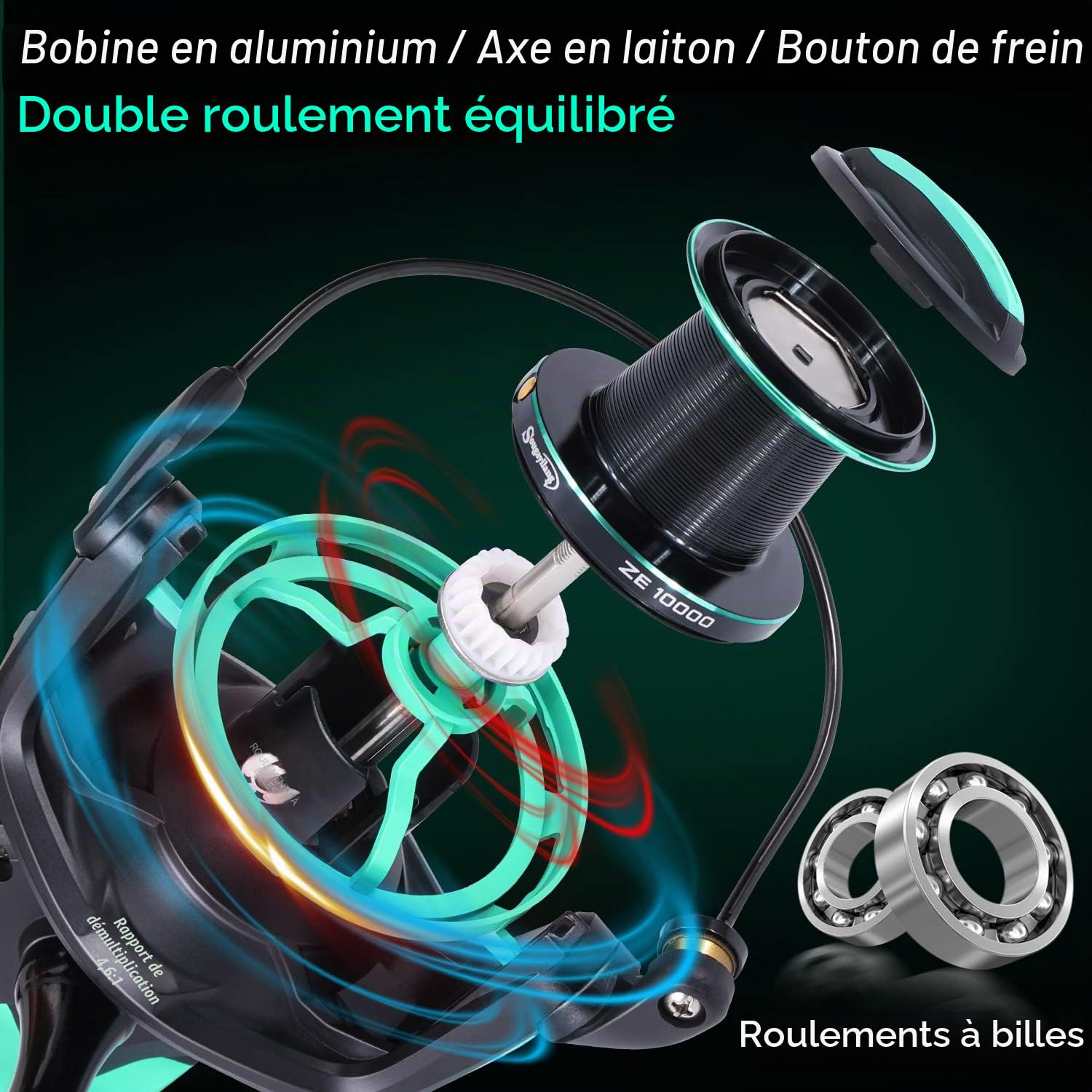 Sougayilang Surf Fishing Reel，11+1BB Stainlesss Spinning Reel, 10000 Series Super Powerful Drag, Oversize Line Capacity Spool for Saltwater/Freshwater Catfish Carp Fishing Reel