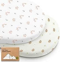 Vista 15 de Paquete de 2 sábanas de moisés para bebé niña y niño, viscosa de 33 x 17 pulgadas, derivada de bambú, sábanas ajustables para moisés, compatibles