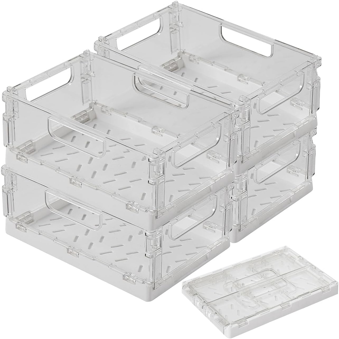 Rosenstein & Söhne Fridge Boxes: Set of 4 Foldable Fridge Organisers, Transparent, 22.5 x 15 x 9 cm (Foldable Fridge Organiser Box, Baskets, Drawer)
