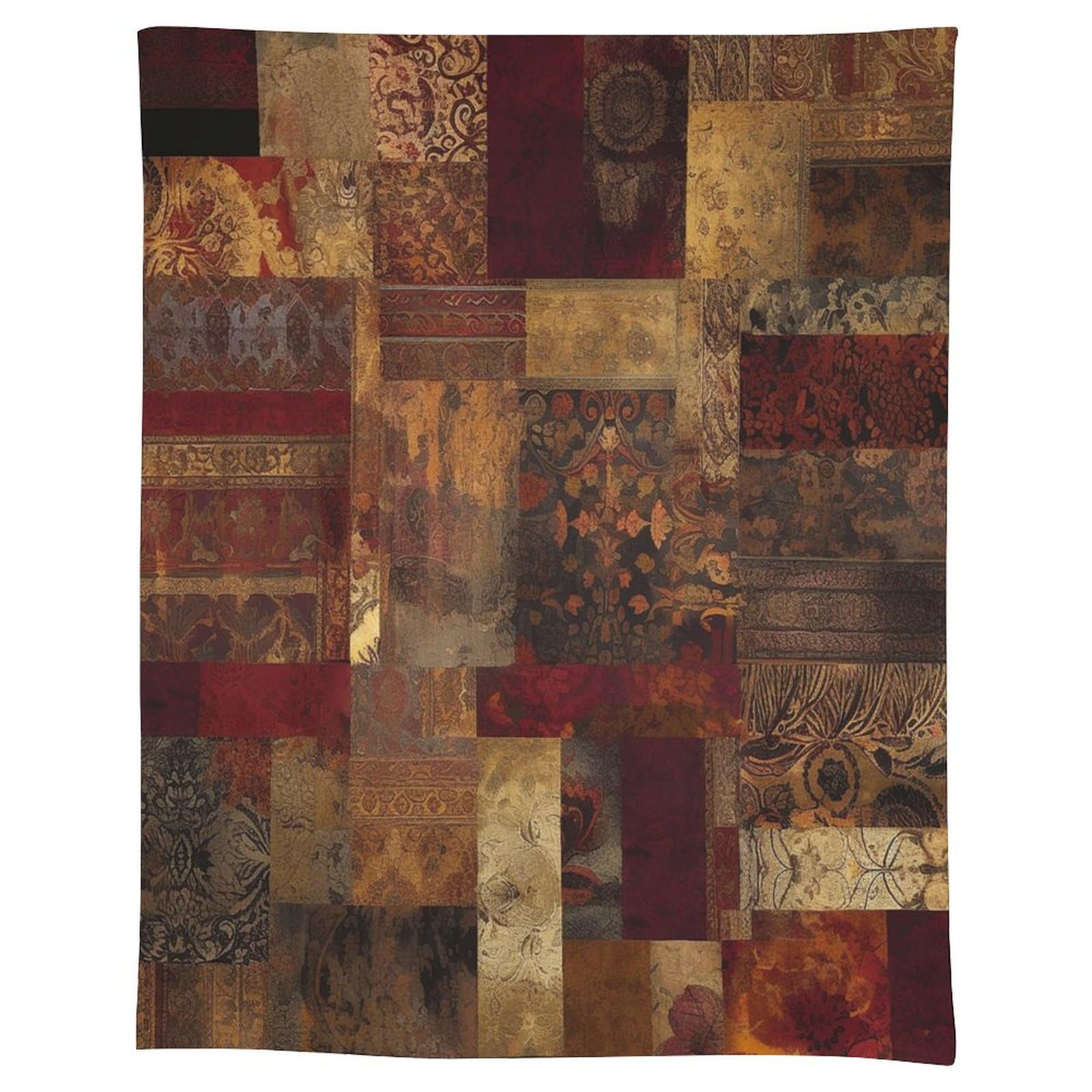 Nappe rectangulaire en lin de qualité supérieure au design patchwork chic