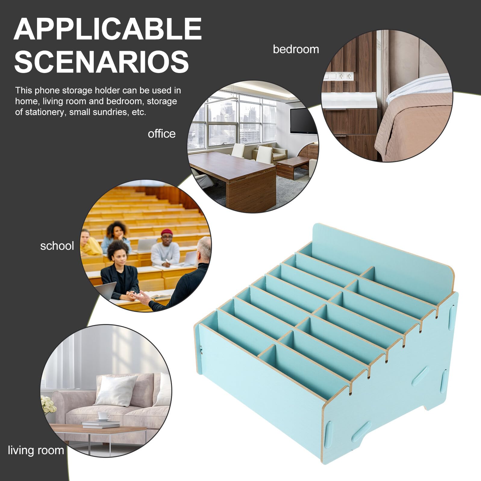 Organizer Scrivania in Legno Scomparti Multipli per Cellulare, Scatola Portaoggetti Robusta e Semplice per Soggiorno e Ufficio