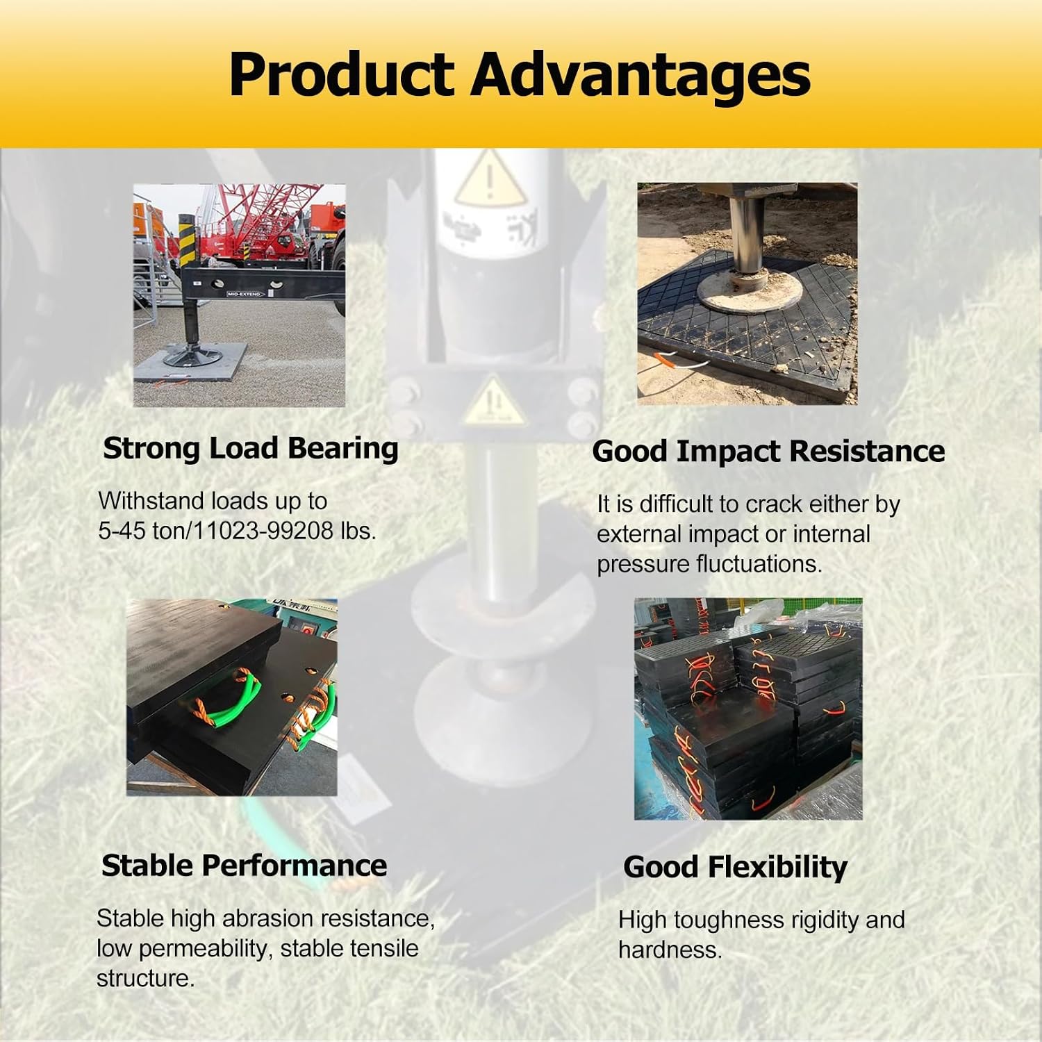 Heavy Duty RV Jack Pad - Outrigr Stabilizer for Camper, C, Truck, Trailer - Thick Black Pad for Uneven s, Gravel, and Roots (30x30x4cm/11.8x11.8x1.6inch)