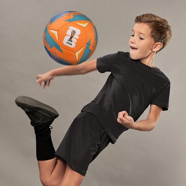 Hy-Pro Officially Licensed FIFA World Cup 2026 Size 5 Reflex Football - Training Ball with Trophy Design & Host Nations Graphics, Football Gifts for Boys - FIFA World Cup 2026 Design, Orange - 5