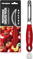 Microplane Professional Serrated Swivel Peeler for Tomatoes Kiwis Mangos - Ergonomic Right Left Hand Dishwasher Safe