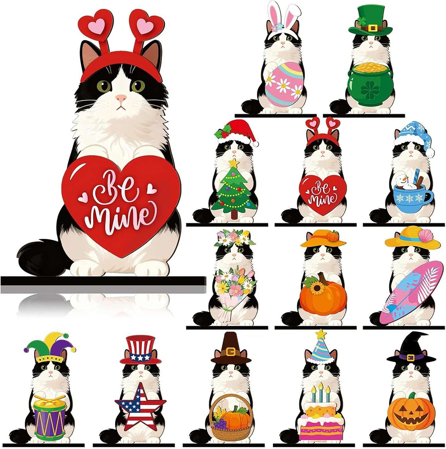 Interchangeable Seasonal Animal Wooden Decor Set (Style F)