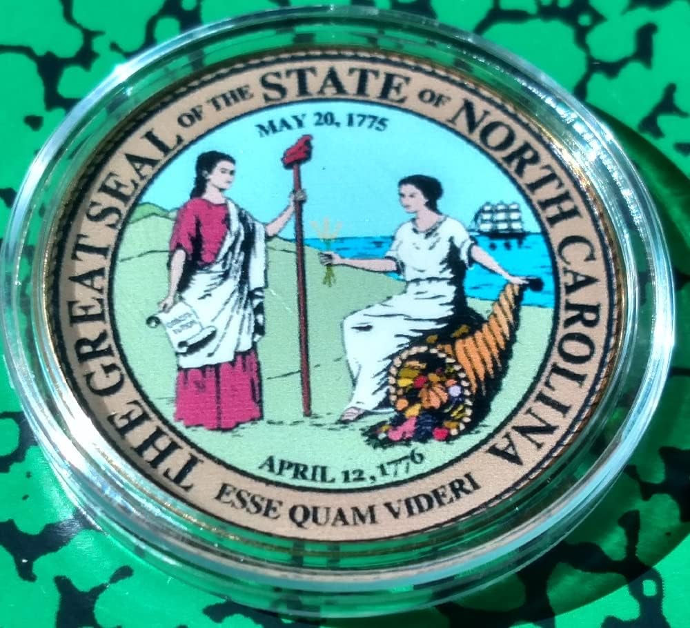 North Carolina State Seal Colorized Challenge Art Coin