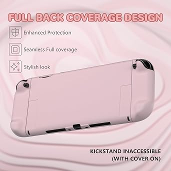 PlayVital Solid Color Series Protective Case for Nintendo Switch 2, Anti-Scratches Hard Shell Dockable Grip Cover with Extra Foldable Stand & Thumb Grips for Nintendo Switch 2 - Cherry Blossoms Pink
