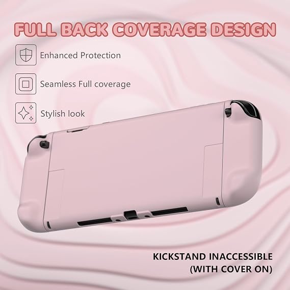 PlayVital Solid Color Series Protective Case for Nintendo Switch 2, Anti-Scratches Hard Shell Dockable Grip Cover with Extra Foldable Stand & Thumb Grips for Nintendo Switch 2 - Cherry Blossoms Pink