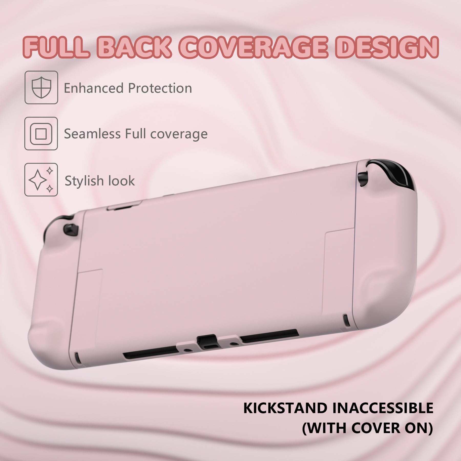 PlayVital Coque pour Switch 2 Console avec Support & Capuchon Joystick,Étui de Protection Rigide pour Nintendo Switch 2 Manette Grip Cover Dockable-Rose