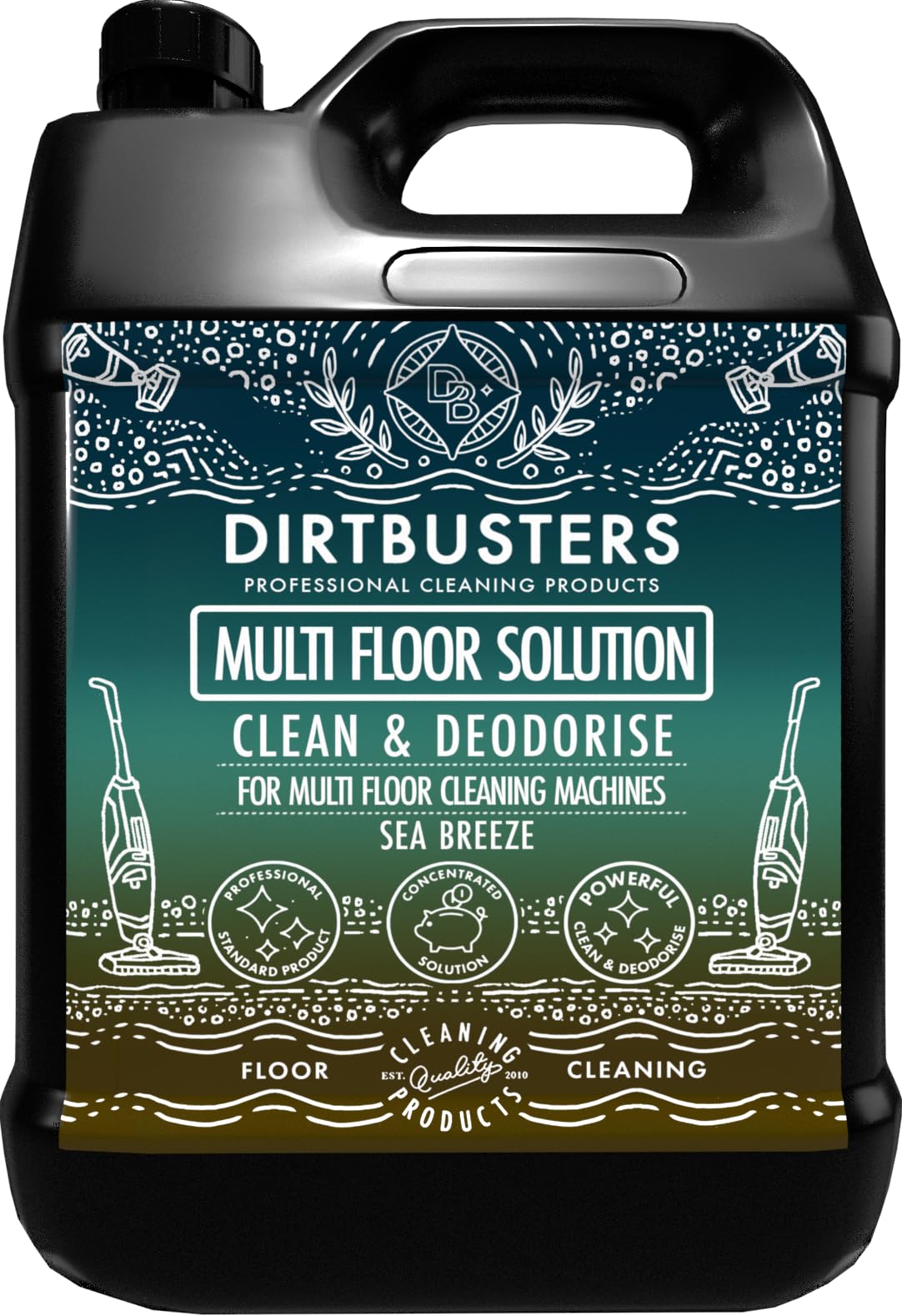 Dirtbusters Multi Floor Solution (5L), Multi Surface Floor Cleaner Liquid With Deodoriser For Hard Floor Cleaning Machines