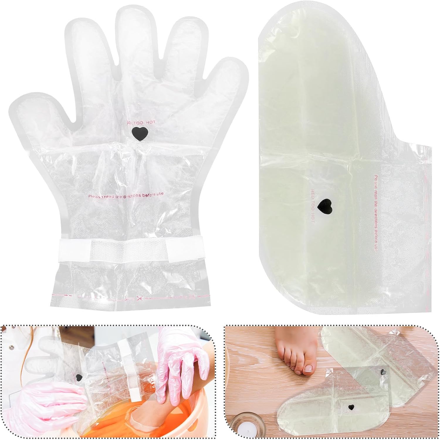 COLLBATH Moisturizing Wax Care Gloves for Hands and Feet with Nourishing Formula and Exfoliation, Plastic and Wax Material, for Daily Use and Spa Hand Care at Home