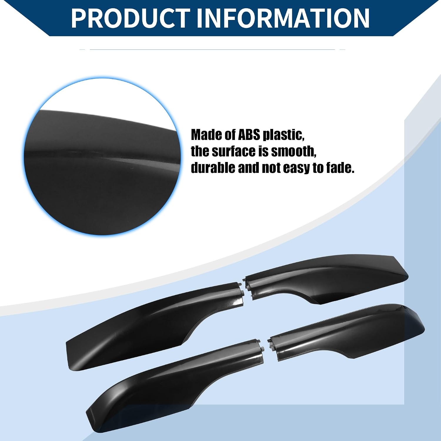 Car Roof Rack Side Rails End Cover Cap for Toyota Land Cruiser LC200 J200 2008-2021/ Outer/Durable Metal Plastic/ 4 Pcs Black image 3