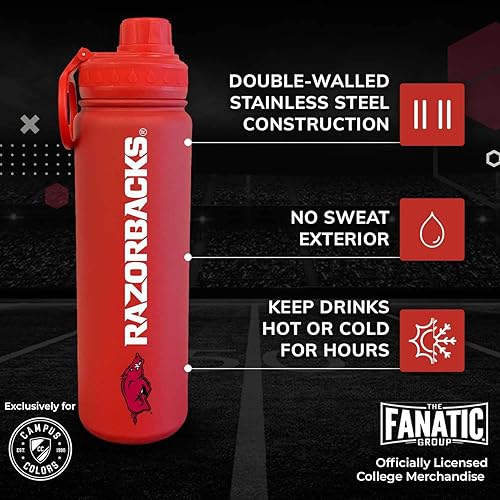 Vista 44 de Campus Colors Botella de agua de acero inoxidable de la NCAA, tapa giratoria, 24 onzas, clip de transporte, mantiene tus bebidas calientes o frías