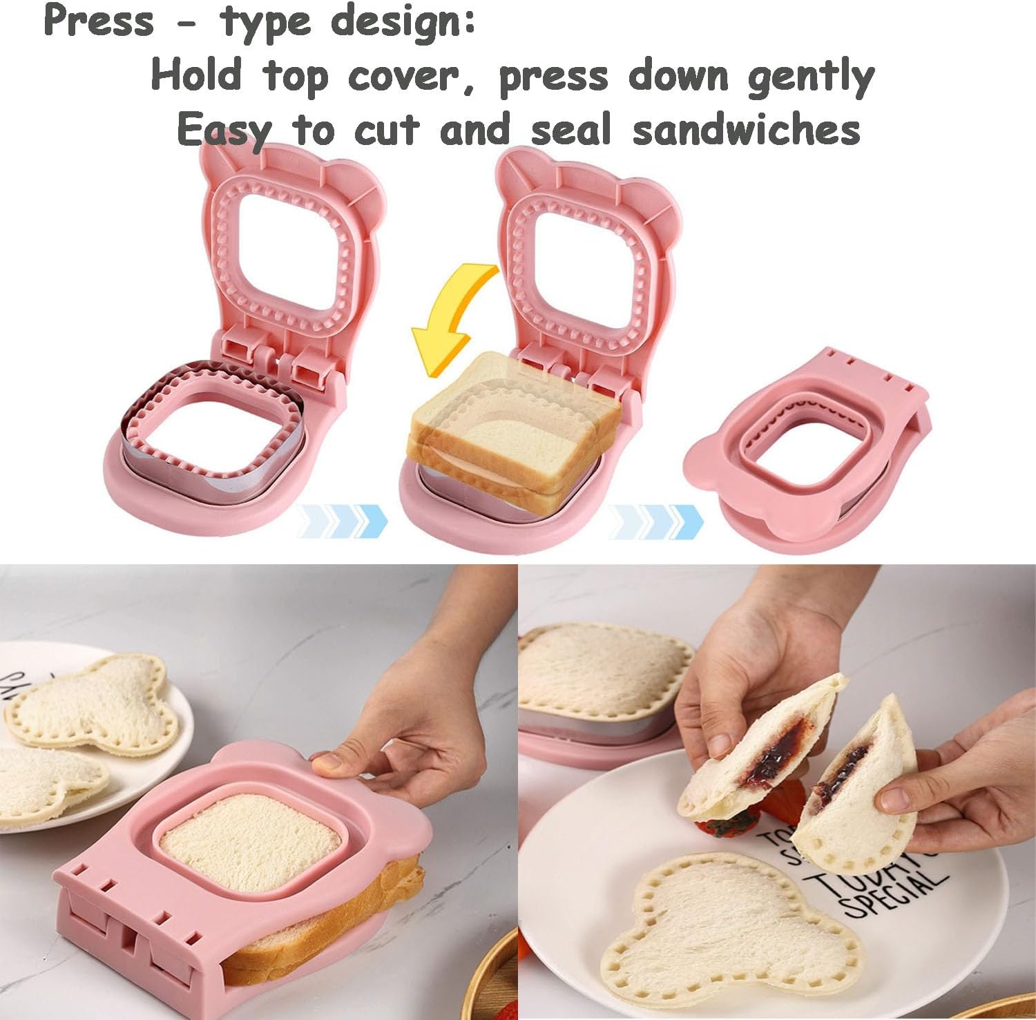 Sandwich Cutter and Sealer, Circle Shape, DIY Crustless Sandwich Maker for Kids Lunch Box, Fun Bento Lunch Tool