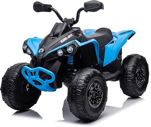 YOFE - ATV de 12 V para niños, 3.7 mph de velocidad máxima con licencia BRP CanAm eléctrico de 4 ruedas con MP3BluetoothAudio, luces LED,