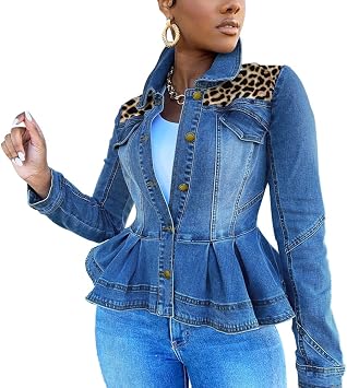 Leopard Printed Denim Jacket for Women 