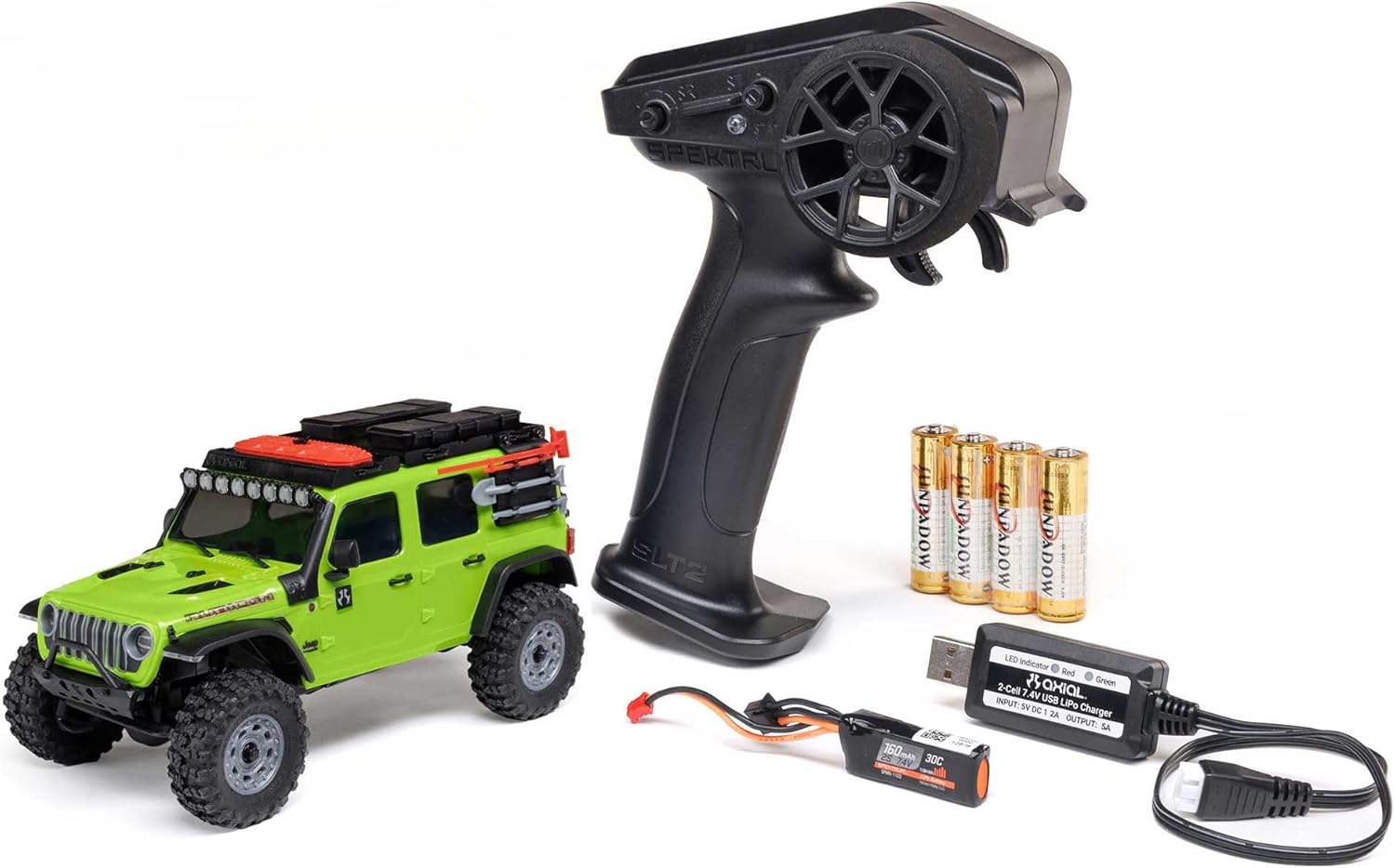 Axial RC Truck 1/30 SCX30 Jeep Wrangler JLU 4X4 RTR Brushed Rock Crawler (Battery & Charger Included), Green, AXI-2261T1