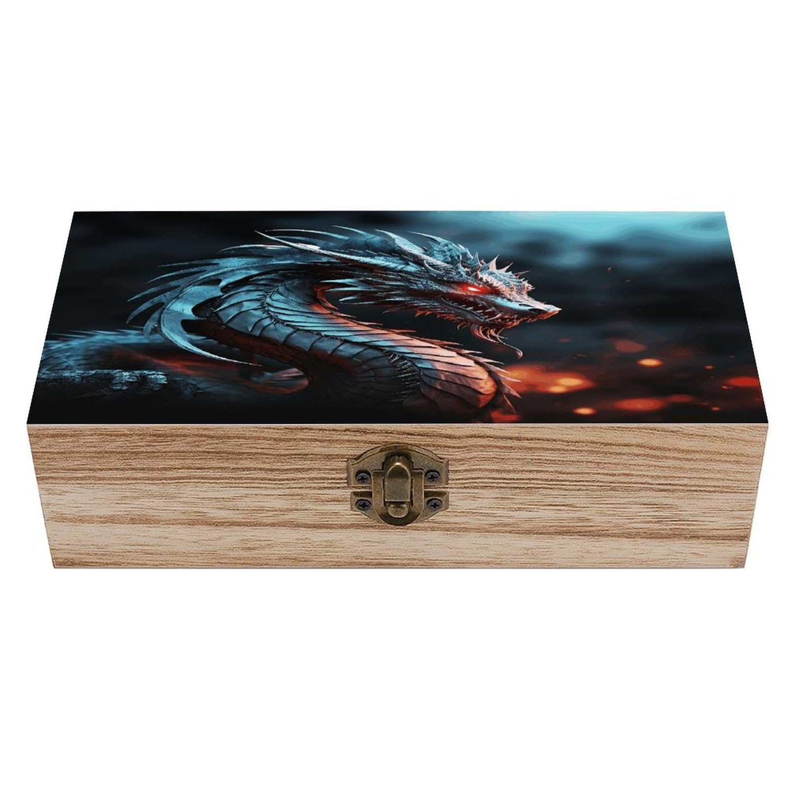VstaDank Dragon Wooden Storage Box Wooden Keepsake Box with Hinged Lid Exquisite Solid Wood Decorative Jewelry Case Memory Box for Jewelry Photos Letters Crafts Trinkets