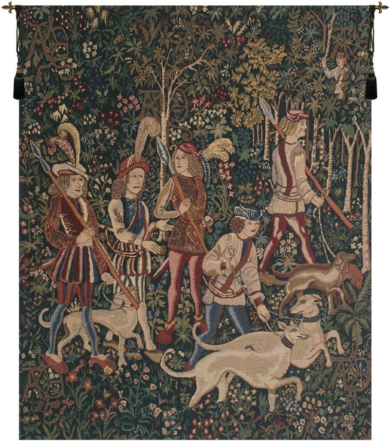 C Charlotte Home Furnishings Inc Unicorn Hunt Belgian Tapestry Wall Hanging | Viscose Cotton and Polyester Blend Wall Art | 42 in. x 33 in | Home Decor Accents