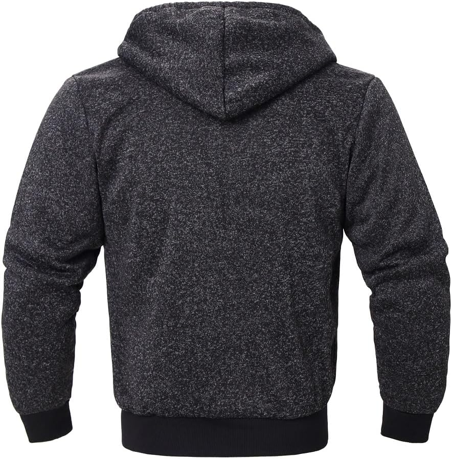 Facitisu Heavyweight Sherpa Lined Fleece Hoodie Sweatshirts for Men Winter Zip Plus Size Jacket