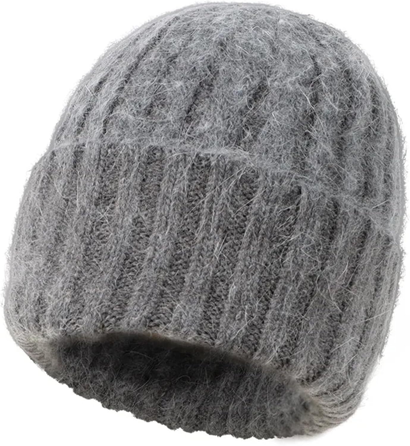 Women's Fall Winter Braided Knit Hat Solid Color Roll-Up Brim Thicken Warm Cold Weather Hat Outdoor Sports Skullies