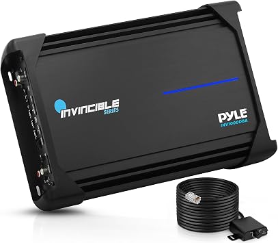 Pyle 1 Channel Class D Monoblock Amplifier, 2000W Max MOSFET Car Amp, Bluetooth Audio, Low Pass Filter, Bass Boost, Subsonic & Phase Control, Remote Control, PWM Power Supply, Advanced Protection