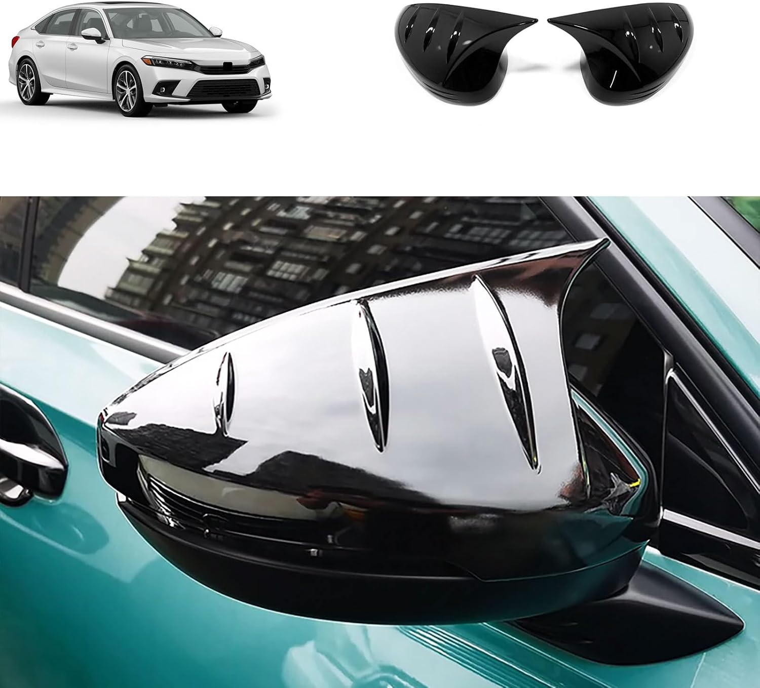 Side View Mirror Cap Cover Compatible With Honda Civic 11TH GEN 2026 2025-2022 Rear view Mirrors Trim Exterior Car Accessories ABS 2PCS(Carbon Fiber Style)(With Turn Signal Mirror)