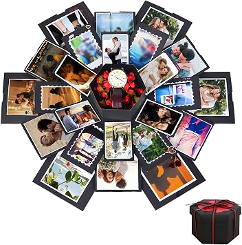 Explosion Box, Surprise Explosion Gift Box, DIY Handmade Photo Album Scrapbook Folding Gift Box, Explosion Photo Box Gift for Birthday, Christmas, Wedding, Thanksgiving, Valentine's Gift