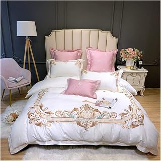 Brocade Velvet Påslakan Luxury Chic Broderi Duvet Cover Set Premium Egyptisk bomull Sängkläder 4 / 7st Queen King Size Zip Closure Envelope Pillowcase SheetQuilt Påslakan (Color : Color 1, Size : Qu