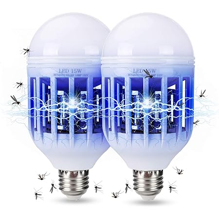KKSQ 2 in 1 15W Electric Zapper 6500K LED Light Bulb Bug Mosquito Fly Insert Killer Bulb Lamp for Indoor or Outdoor Fix 110V E26 E27 (2)