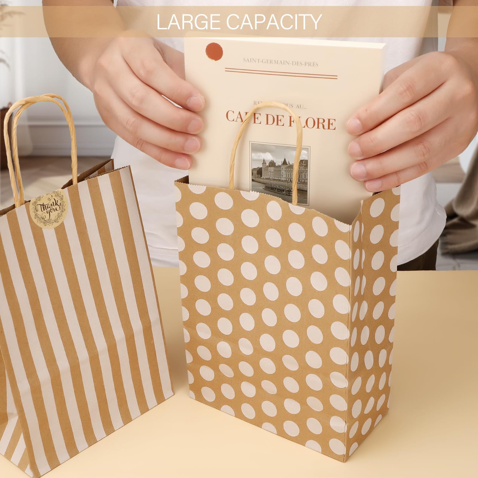 24 Sacchetti Regalo In Carta Kraft Con Manici: 6 Colori Pastello Per Feste, Compleanni E Bomboniere - 2