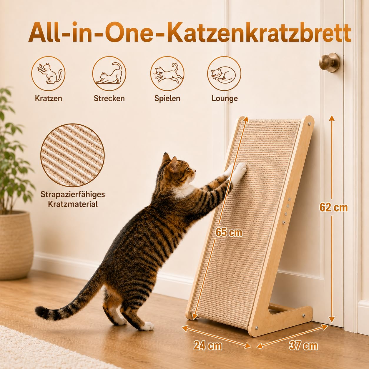 Rascador para gatos, 69 cm de alto, en forma de L, de doble uso, almohadillas para rascar para gatos, columna rascadora de madera maciza y sisal natural con hierba gatera para todos los gatos
