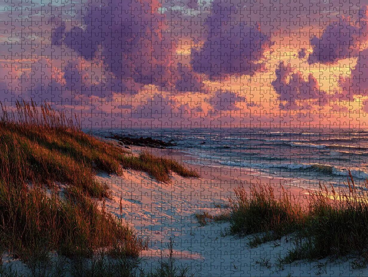 Puzzle Arte con Scatola Spiaggia, Nuvola Puzzle Legno 2000 Pezzi Adulti 99x70cm, Attività di Intrattenimento ad Alta Difficoltà, DIY Classici Gioco, Jigsaw Per Tutta La Famiglia, Estate Regalo, 5-1088