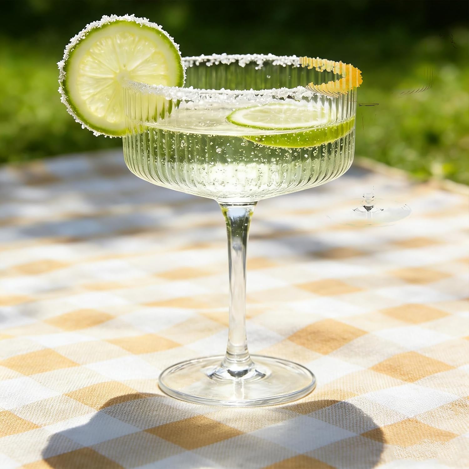 12 Pcs Acrylic Martini Glasses, 11oz Shatterproof Plastic Champagne Tower - BPA Free Stemmed Cocktail Glassware, Classic Ribbed Design for Margarita/Manhattan/Wedding/Outdoor Parties